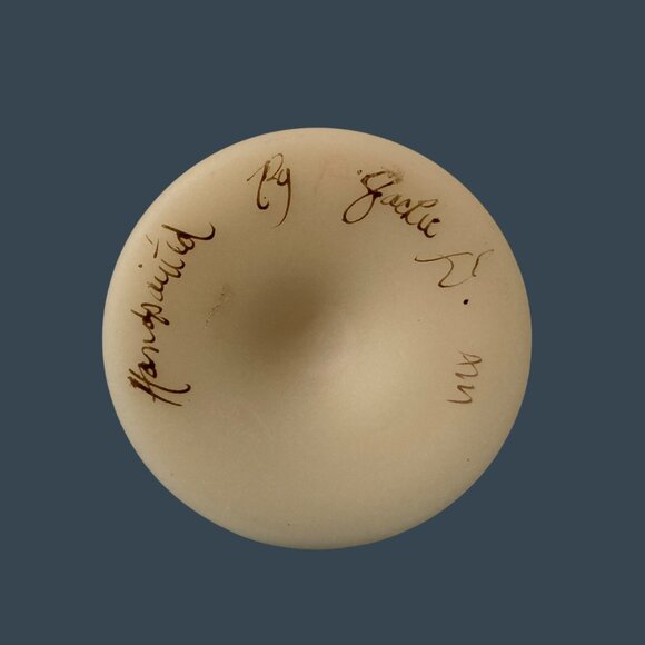 Fenton Art Glass Custard Stretch Swung Bud Vase With Hand Painted Wild Flowers - Picture 6 of 7